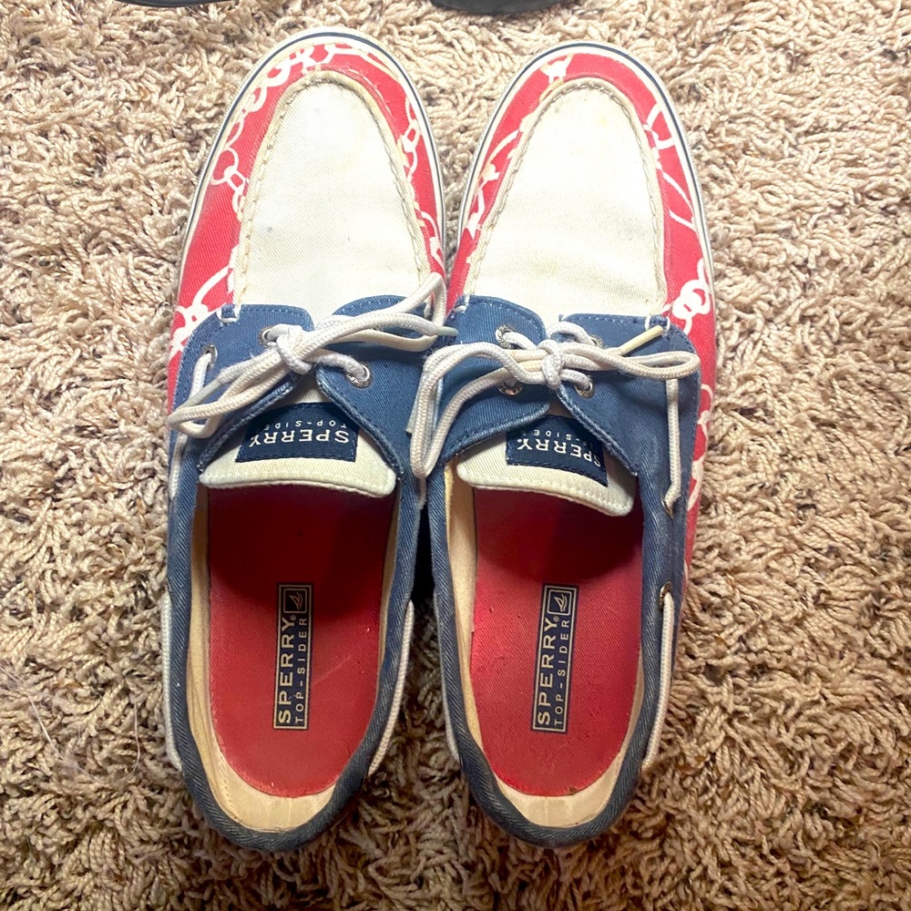 Women's Blue/red/white sperry top siders